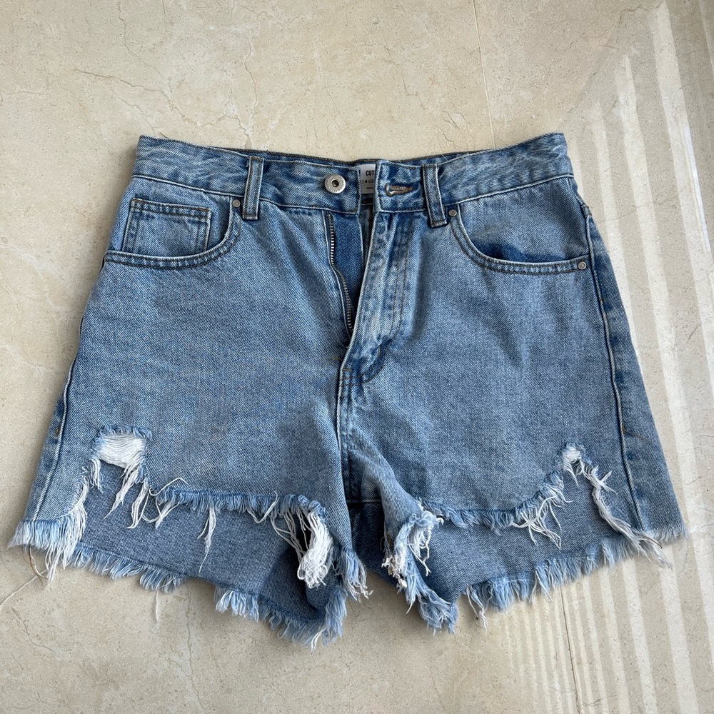 Cotton on high rise ripped shorts